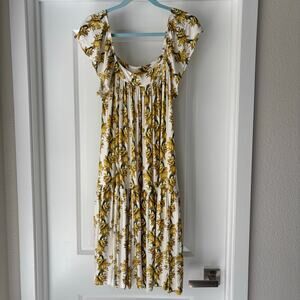 NWOT Kate Quinn Beechwood Modal Bananas Flutter Sleeve Dress Size Small Boho